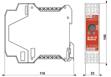 Блок управления вентильным двиателем BLSD-20Modbus - размеры блока