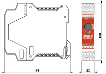 Блок управления коллекторным двиателем BMSD‑40Modbus - размеры блока