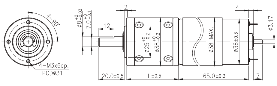Коллекторный мотор-редуктор постоянного тока МРП-38