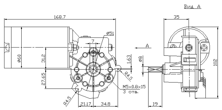 Коллекторный мотор-редуктор постоянного тока WG5539